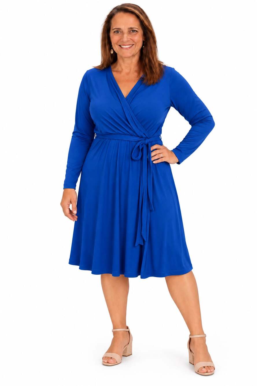 Old Navy Wrap Dress Size L Blue Long Sleeve